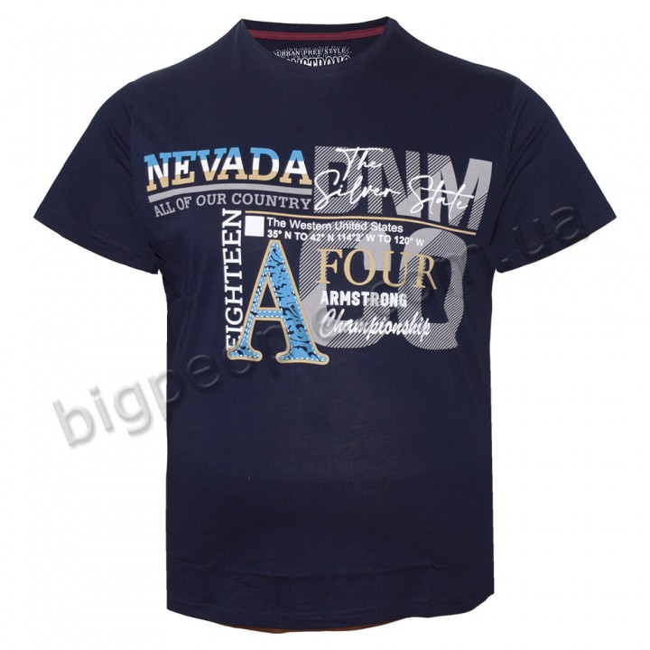 Футболка чоловіча ARMSTRONG великого розміру. Колір темно-синій. Воріт напівкруглий. (fu01184008)