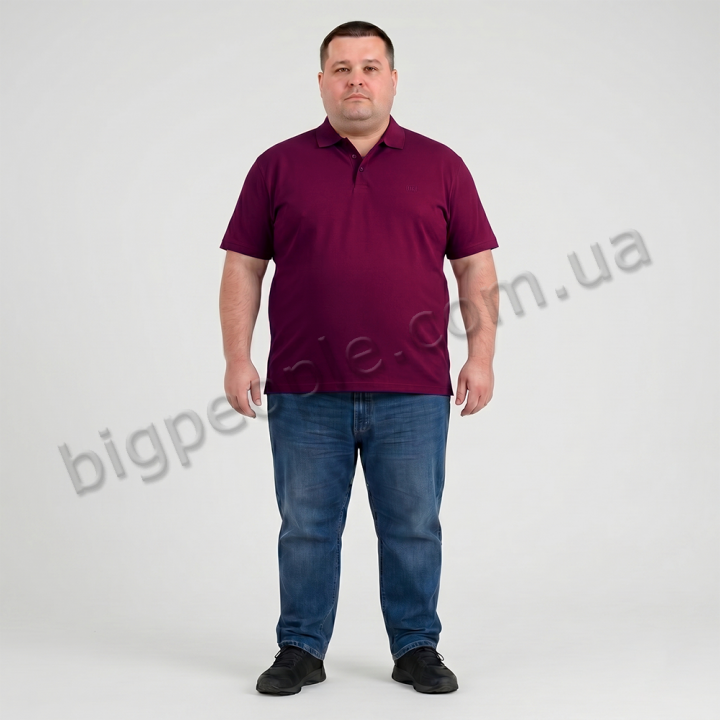 Мужское поло GRAND GHIEF больших размеров. Цвет бордовый. Низ изделия прямой. (fu0211762)