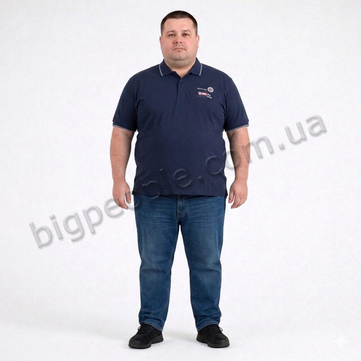 Мужское polo АННЕКС большого размера. Цвет тёмно-синяя. Низ изделия прямой. (fu01964882)