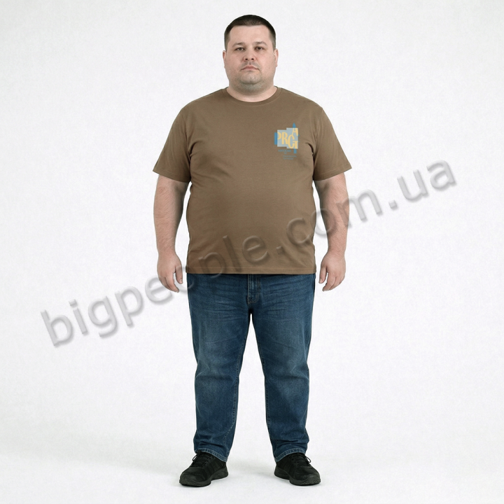 Футболка мужская TURHAN большого размера. Цвет коричневый. Ворот полукруглый. (fu02017315)