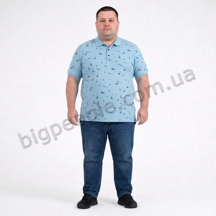 Мужское polo АННЕКС большого размера. Цвет голубой. Низ изделия прямой. (fu01968307)