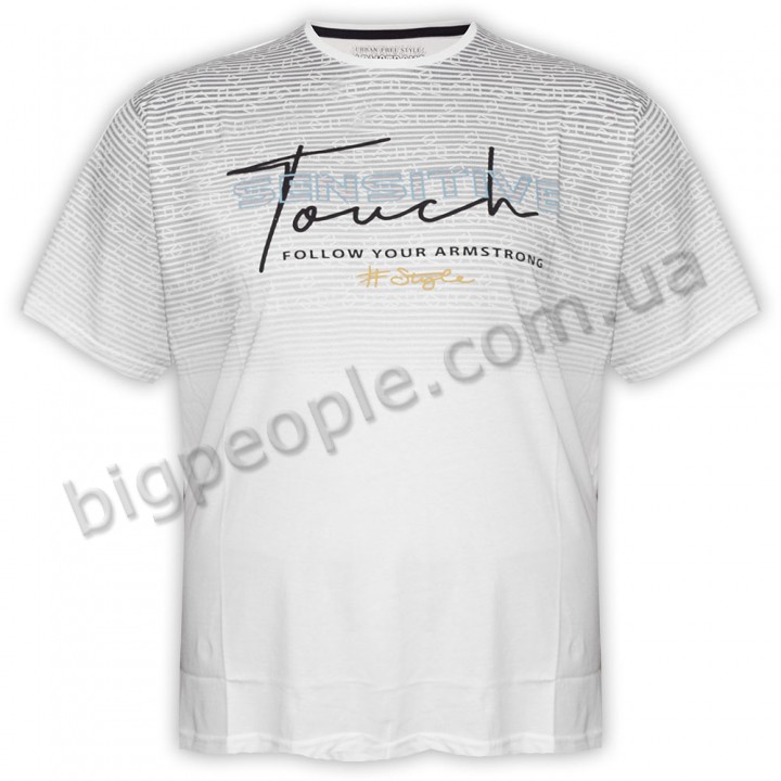 Футболка чоловіча ARMSTRONG великого розміру. Колір білий. Воріт напівкруглий. (fu01368110)