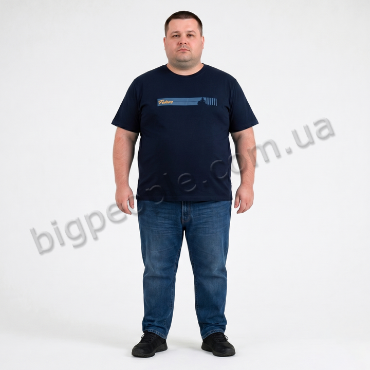 Футболка чоловіча POLO PEPE великого розміру. Колір чорний. Комір напівкруглий. (fu02057213)