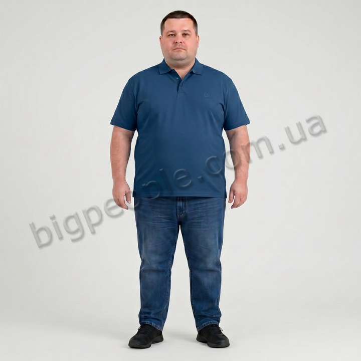 Мужское поло GRAND GHIEF больших размеров. Цвет синий. Низ изделия прямой. (fu0212768)