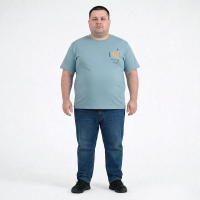 Футболка мужская TURHAN большого размера. Цвет голубой. Ворот полукруглый. (fu02016746)