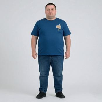 Футболка чоловіча TURHAN. Колір синій. Комір напівкруглий. (fu02014539)