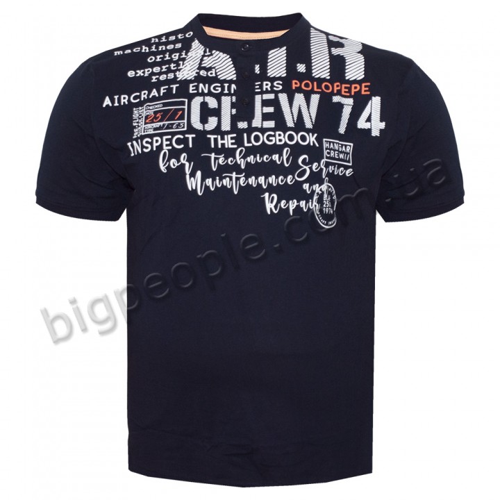 Поло чоловіча POLO PEPE великого розміру. Колір темно-синій. Низ виробу прямий. (fu01297442)