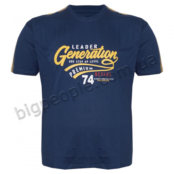 Футболка чоловіча POLO PEPE великого розміру. Колір синій. Воріт напівкруглий. (fu01413850)