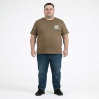 Футболка мужская TURHAN большого размера. Цвет коричневый. Ворот полукруглый. (fu02017315)