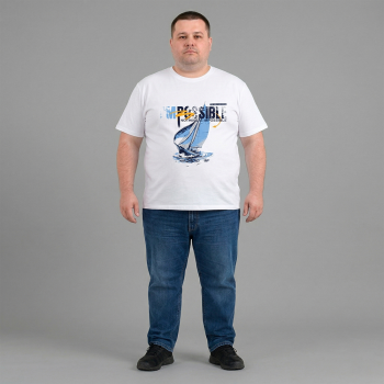 Футболка чоловіча POLO PEPE великого розміру. Колір білий. Воріт напівкруглий. (fu02052643)