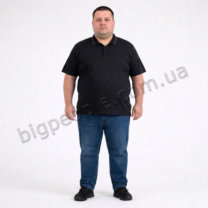 Мужское polo АННЕКС большого размера. Цвет чёрный. Низ изделия прямой. (fu01973884)